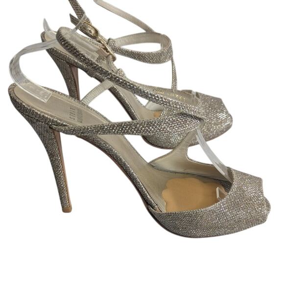 Stuart Weitzman Inviting sparkling strappy heels in Platinum Noir size 10 - Picture 10 of 13